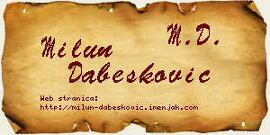 Milun Dabesković vizit kartica